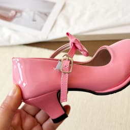 Sweet Mary Jane Shoes for Girls Pink Block Heel Shoes Girls Ages 3-18 High Heels with Shoe Box Red Fashion Kids Leather Shoes