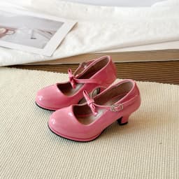 Sweet Mary Jane Shoes for Girls Pink Block Heel Shoes Girls Ages 3-18 High Heels with Shoe Box Red Fashion Kids Leather Shoes