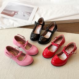 Sweet Mary Jane Shoes for Girls Pink Block Heel Shoes Girls Ages 3-18 High Heels with Shoe Box Red Fashion Kids Leather Shoes