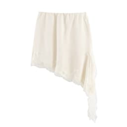 Summer Satin Lace Mini Skirt Women Elegant Irregular Lace Trim MIni Skirt Vintage Elastic Waist Flowy A Line Mini Skirts Y2k