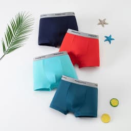 4-Piece Set of Boys' Four Season Solid Color Simple Underwear, Comfortable Elastic Waisted Children's Boxer Shorts, Home Shorts