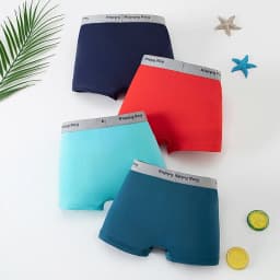 4-Piece Set of Boys' Four Season Solid Color Simple Underwear, Comfortable Elastic Waisted Children's Boxer Shorts, Home Shorts