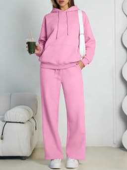 Autumn Winter Women Hoodie+Wide leg pants two pieces Casual pullover loose long sleeve tracksuit comfortable sports Women suit