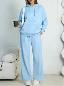 Autumn Winter Women Hoodie+Wide leg pants two pieces Casual pullover loose long sleeve tracksuit comfortable sports Women suit