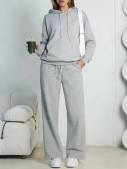 Autumn Winter Women Hoodie+Wide leg pants two pieces Casual pullover loose long sleeve tracksuit comfortable sports Women suit