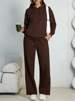 Autumn Winter Women Hoodie+Wide leg pants two pieces Casual pullover loose long sleeve tracksuit comfortable sports Women suit