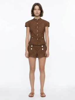 Willshela Women Fashion 2 Piece Set Brown Single Breasted Tanks & Front Zipper Shorts With Button Female Chic Lady Shorts Sets