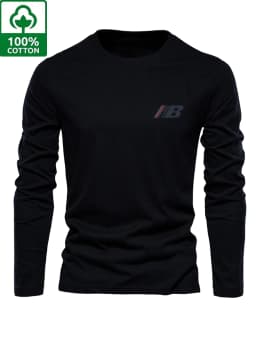 Men's 100% Pure Cotton Loose and Comfortable Casual Sports Trend Novel Printed Round Neck Long Sleeved T-Shirt Versatile Top