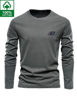 Men's 100% Pure Cotton Loose and Comfortable Casual Sports Trend Novel Printed Round Neck Long Sleeved T-Shirt Versatile Top