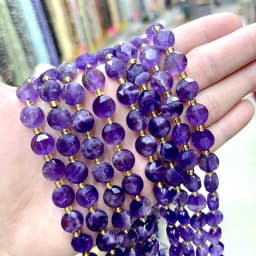 8MM Natural Stone Amethyst Tiger Eye Rose Quartz Gemstone Cut Beads DIY Jewelry Making Bracelet Necklace Accessories Wholesale
