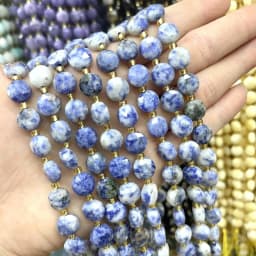 8MM Natural Stone Amethyst Tiger Eye Rose Quartz Gemstone Cut Beads DIY Jewelry Making Bracelet Necklace Accessories Wholesale