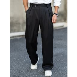 Men Loose Pleated Trousers Autumn Winter Straight Leg Pants Korean Style Casual Versatile Draping Effect