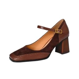 2026 Mary Janes Vintage Black Sandals Woman Buckle Non-Slip Casual Medium Heels Office Ladies Solid Elegant Heels Korean Summer