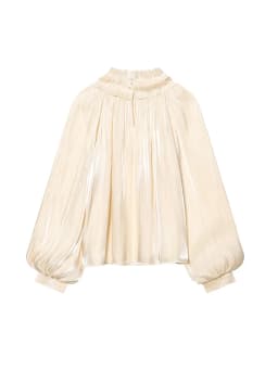Elegant Shirt For Women 2026 Spring New Office Lady Ruffle Neck Loose Long Sleeved Blouse Chic Soft Ladies Commuter Top