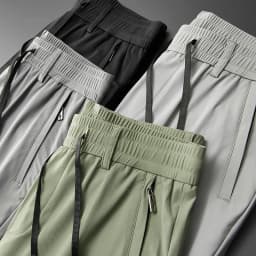 High Stretch Summer Men's Casual Pants Thin Sports Zip Pocket Korea Elasticity Drawstring Elastic Waist Jogging Work Trousers