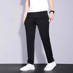 High Stretch Summer Men's Casual Pants Thin Sports Zip Pocket Korea Elasticity Drawstring Elastic Waist Jogging Work Trousers