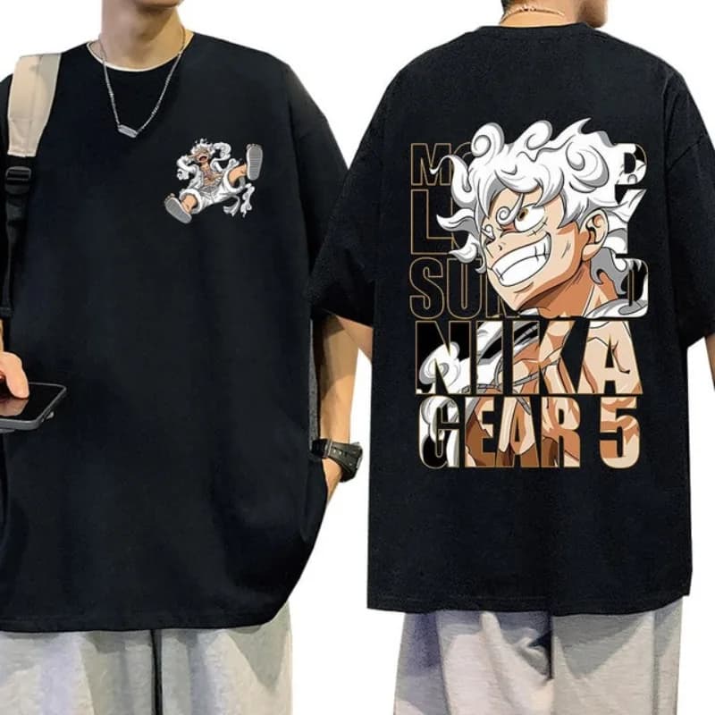 One Piece T-Shirts Monkey D.Luffy Sun God Nika Gear 5 Luffy Graphic T-shirt High-quality Is Suitable for Both Men 2026 Summer