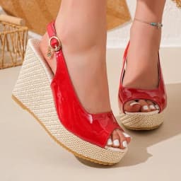 Summer New Fashionable Height-increasing and Wear-resistant Fish-mouth Patent Leather Sandals and Thick-soled Roman Sandals