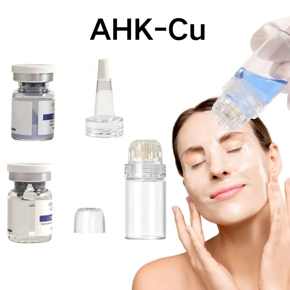 20Pin 0.5mm Microneedle Titanium Needle Roller Stamp With AHK‑Cu Serum Applicator For hair microneedle infusion