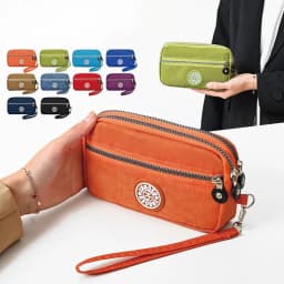 2026 New Clutch Women's Bag Three-Layer Zipper Mini Nylon Cloth Solid Color Mobile Phone Bag Coin Purse