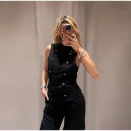Women's Top 2026 Spring New Black Sleeveless Rope Knot Decorative Slim Fit Top Vest Unique Fashion Cool Trendy