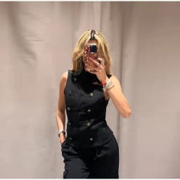 Women's Top 2026 Spring New Black Sleeveless Rope Knot Decorative Slim Fit Top Vest Unique Fashion Cool Trendy