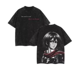 Mikasa Ackerman Attack on Titan Printed T-shirt Men's and Women's Washed T-shirt High Quality Vintage Cotton T-shirt Y2K Tops