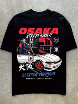 Men's JDM Japanese Domestic Street Racing T-Shirt Osaka Street Racing Art Midnight Car Destruction Quick-dry T-Shirt