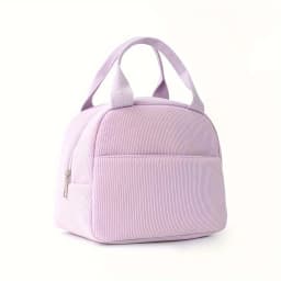 Reusable Thermal Insulated Bento Bag Embroidery Portable Corduroy Lunch Bag for Kid Ideal for Go To School/Travel Work Trips