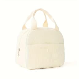 Reusable Thermal Insulated Bento Bag Embroidery Portable Corduroy Lunch Bag for Kid Ideal for Go To School/Travel Work Trips