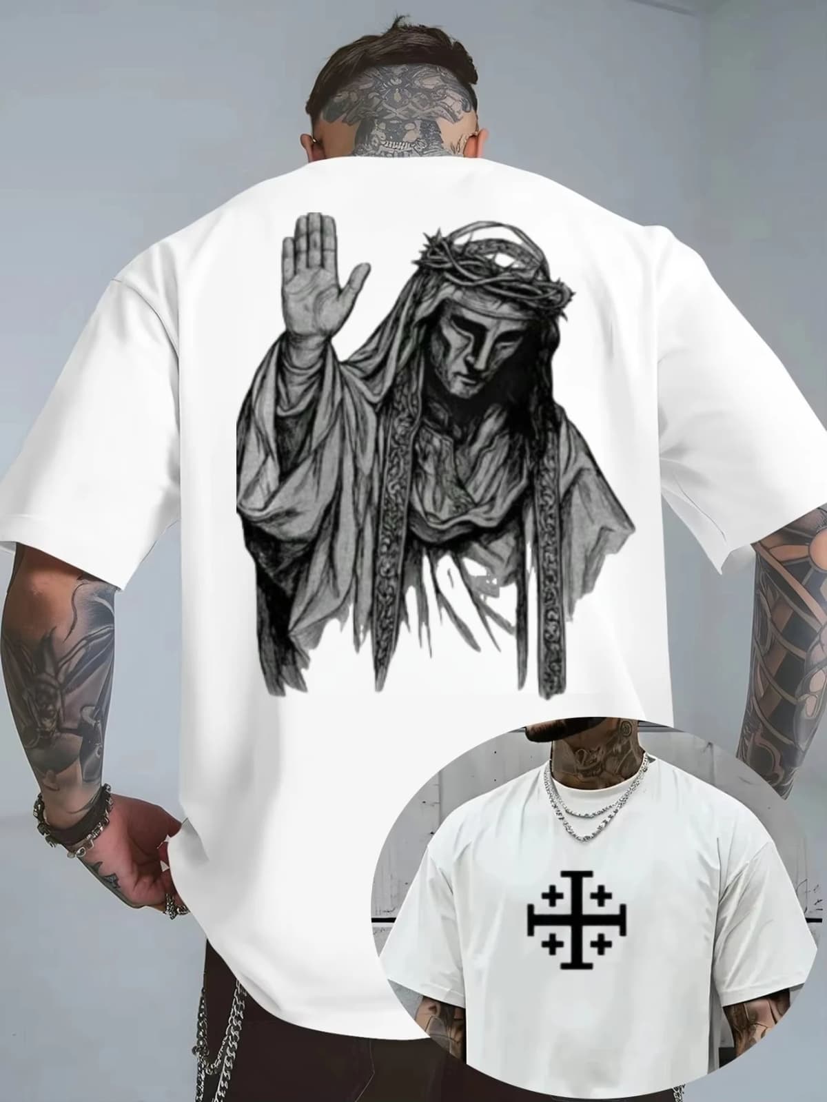 Men's Cotton T-Shirt European Size Baldwin of Jerusalem _Leper King_ Crusader Round Neck Short Sleeve Print Casual Top 2026