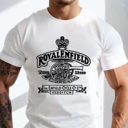 S-5XLRetro Vintage Classic Royal Enfield Motorcycle Gun Logo Premium Biker T-shirt Cotton O-Neck Short Sleeve Casual T Shirt