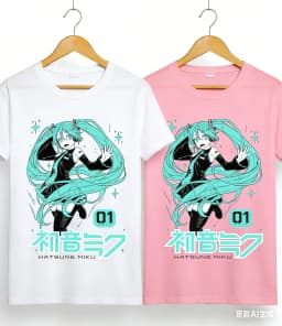 Adult and Children's Hatsune Miku Multi-form Character Collage Pure Cotton Subculture Personalized T-shirt
