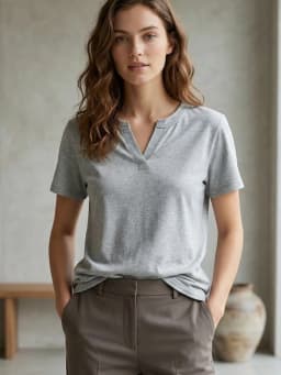 Korean Minimalist Slim Fit Versatile Layering Tops 2026 Summer Trendy Solid V-Neck Short Sleeve Tees Women T-Shirt
