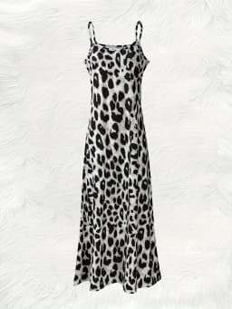 Casual Leopard Print Sundress for Women Vacation Style Sleeveless Tank Dress with Round Neck Summer Beach Party Outfit