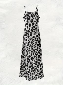 Casual Leopard Print Sundress for Women Vacation Style Sleeveless Tank Dress with Round Neck Summer Beach Party Outfit