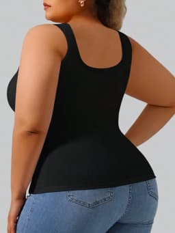 Plus Size Women's High Stretch Ribbed Crop Tank Top