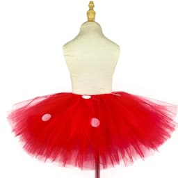 Girls Red Cartoon Skirts Baby Ballet Tutus Tulle Pettiskirts with White Polka Dots and Hairbow Kids Cosplay Party Costume Skirt