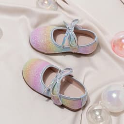Baby Girls Princess Shoes with Bow New Toddler Sparkly Colorful Party Dress Flats Gradient Color Soft Chic School Dance Shoes