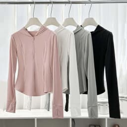 Anti UV Summer Sunscreen Hoodie Long Sleeve Solid Color Quick Dry Jacket Women Breathable Thin Sun Protection Sweatshirt Running