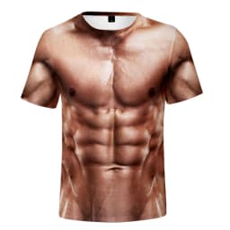 Funny Hairy Chest Graphic T Shirt Men 3d Printed Muscle Fake Abs Short Sleeve T-shirt Summer Spring Cosplay Costume Tee Shirts