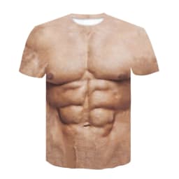 Funny Hairy Chest Graphic T Shirt Men 3d Printed Muscle Fake Abs Short Sleeve T-shirt Summer Spring Cosplay Costume Tee Shirts