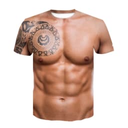 Funny Hairy Chest Graphic T Shirt Men 3d Printed Muscle Fake Abs Short Sleeve T-shirt Summer Spring Cosplay Costume Tee Shirts