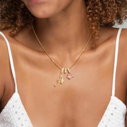 Women's A-Z Initial Letter Pendant Necklace Snake Chain Initial Alphabet CZ Pink Heart Necklace Adjustable Size Hypoallergenic