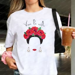 Frida Kahlo Viva La Vida Women T-Shirt Mexican Feminist Graphic Tops Boho Casual Cotton Tee Classics Retro Ropa Mujer for Women