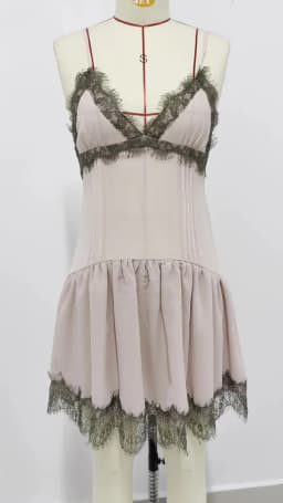 Women's Pink Lace Trim Spaghetti Strap Mini Dress V Neck Sexy Cute Summer Slip Dress Casual Daily Wear Size runs small
