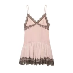 Women's Pink Lace Trim Spaghetti Strap Mini Dress V Neck Sexy Cute Summer Slip Dress Casual Daily Wear Size runs small
