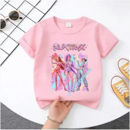 2026 Hot Movie Soft Cotton Baby Girls T Shirt Children's Clothing KPop Demon Hunters Fans Gifts Kids Clothes Fashion Casual Tops