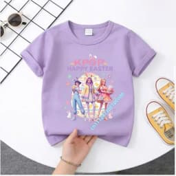 2026 Hot Movie Soft Cotton Baby Girls T Shirt Children's Clothing KPop Demon Hunters Fans Gifts Kids Clothes Fashion Casual Tops