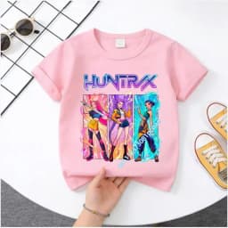 2026 Hot Movie Soft Cotton Baby Girls T Shirt Children's Clothing KPop Demon Hunters Fans Gifts Kids Clothes Fashion Casual Tops